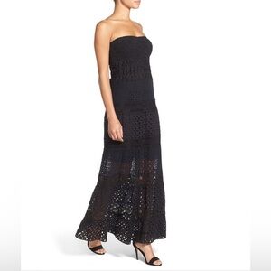 NWT Elie Tahari Lunetta Strapless Smocked Lace & Eyelet Maxi Dress Size 10